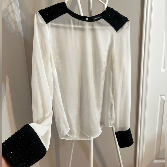 Warehouse Tops - Warehouse Black and White Sheer Blouse